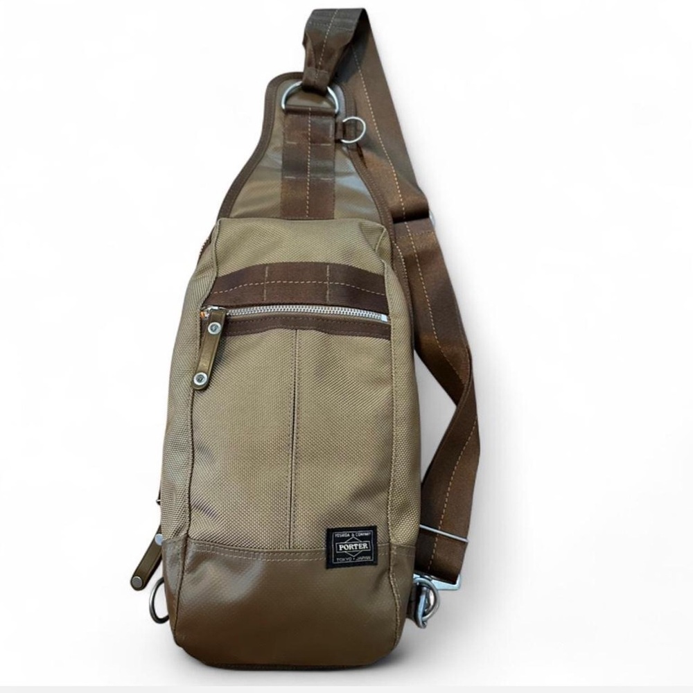 Yoshida PORTER HEAT Sling Shoulder Bag 85th Anniversary Nylon Beige Japan Used